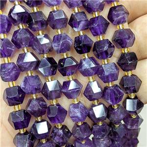 Natural Amethyst Beads Purple Cut Bicone, approx 8-10mm