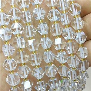 Clear Quartz Beads Cut Bicone, approx 8-10mm