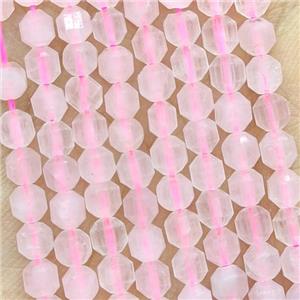 Natural Pink Rose Quartz Prism Beads, approx 4mm