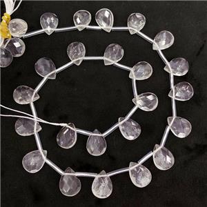 Natural Clear Quartz Beads Faceted Teardrop Topdrilled, approx 10-14mm