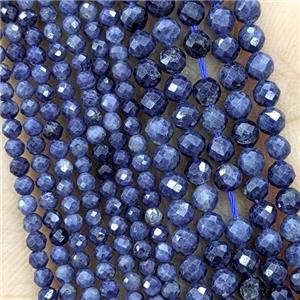 Natural Sapphire Beads Pony Darkblue Faceted Round, approx 3mm