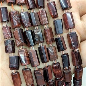 Red Tiger Eye Stone Tube Beads, approx 7-14mm