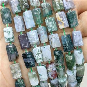 Natural Green Tree Agate Tube Beads, approx 7-14mm