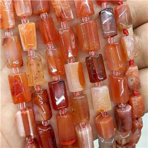 Natural Red Carnelian Agate Tube Beads, approx 7-14mm