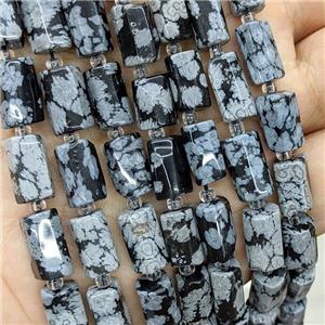 Natural Black Snowflake Tube Beads, approx 7-14mm