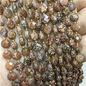 Firework Jasper Beads Faceted Coin, approx 6mm