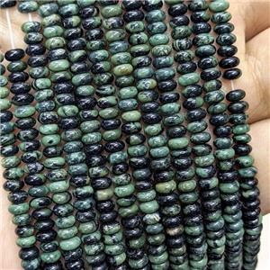 Natural Green Kambaba Jasper Beads Smooth Rondelle, approx 2x4mm