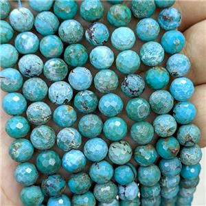 Natural Chinese Turquoise Beads Blue Faceted Round, approx 7.7mm