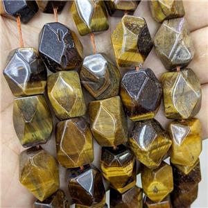 Natural Tiger Eye Stone Beads Faceted Freeform, approx 12-18mm