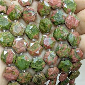 Natural Unakite Hexagon Beads, approx 12mm