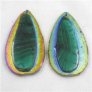 Malachite teardrop pendant, approx 38-68mm