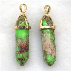 olive Imperial Jasper bullet pendant, approx 8-30mm