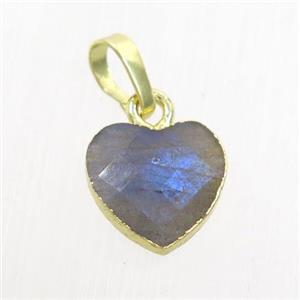 Labradorite heart pendant, gold pendant, approx 11-12mm