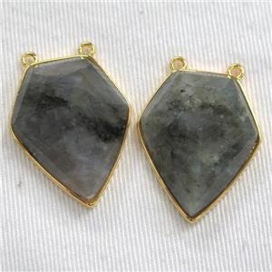 Labradorite arrowhead pendants, gold plated, approx 20-25mm