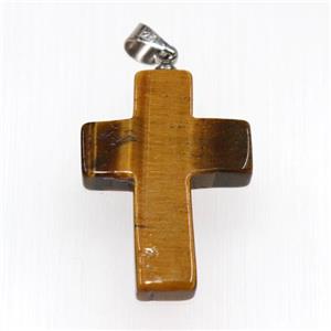 tiger eye stone pendants, cross, approx 18-25mm