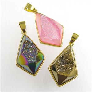 mix color Druzy Agate teardrop pendant, approx 16-25mm