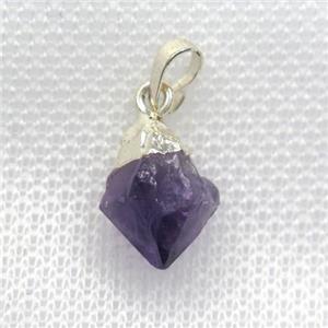 amethyst pendants, teardrop, silver plated, approx 10-15mm