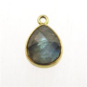 Labradorite pendant, teardrop, gold plated, approx 9-11mm