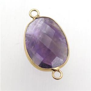 purple Amethyst teardrop connector, approx 16-22mm