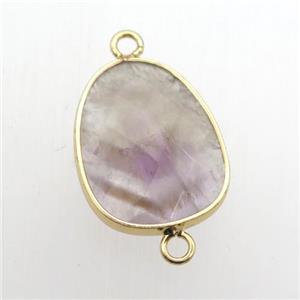 Fluorite teardrop connector, approx 16-22mm