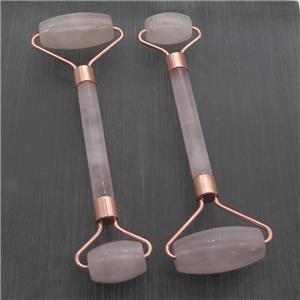 Rose Quartz Roller GuaSha Massage Tools, rose gold, approx 18-40mm, 150mm