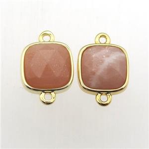 peach SunStone square connector, approx 10x10mm