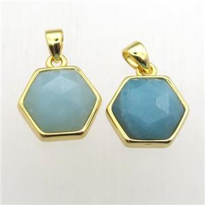 Amazonite hexagon pendants, approx 11-12mm