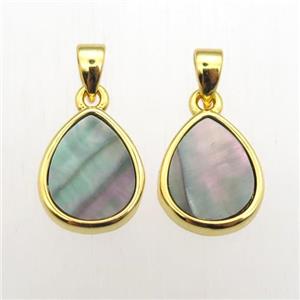 gray Abalone Shell teardrop pendants, approx 9-11mm