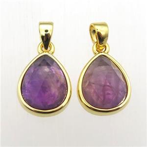 Amethyst teardrop pendants, approx 9-11mm