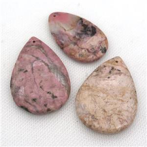 Rhodonite teardrop pendants, approx 30-50mm