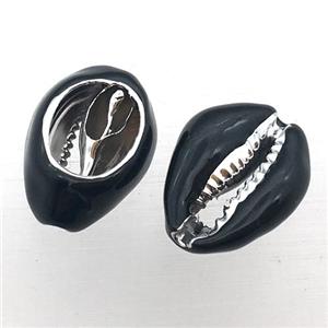 Conch Shell Clam connector with black enameling, approx 10-20mm