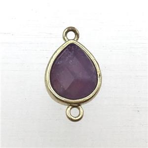 purple Amethyst teardrop connector, approx 10-12mm