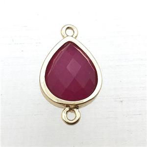 hotpink jade teardrop connector, approx 10-12mm