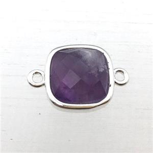 purple Amethyst square connector, approx 10x10mm