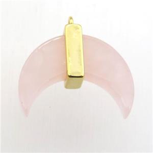 Rose Quartz crescent moon pendant, approx 16-22mm