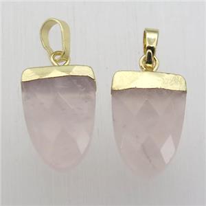 Rose Quartz Tongue Pendant Gold Plated, approx 11-16mm