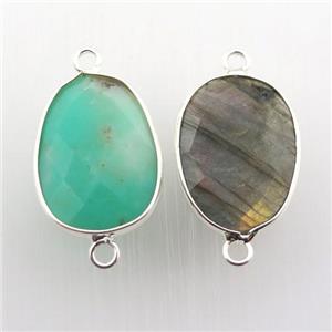 mix Gemstone teardrop connector, approx 16-22mm