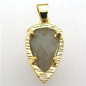 labradorite teardrop pendant, gold plated, approx 13-21mm