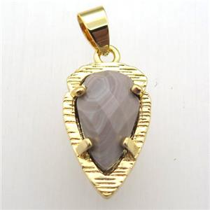 wooden jasper teardrop pendant, gold plated, approx 13-21mm