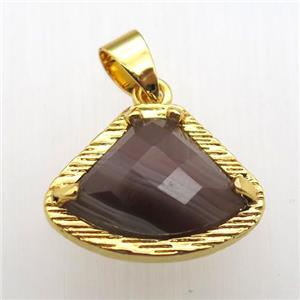 botswana agate fan pendant, gold plated, approx 15-20mm