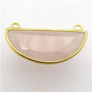 rose quartz moon pendant, gold plated, approx 15-30mm