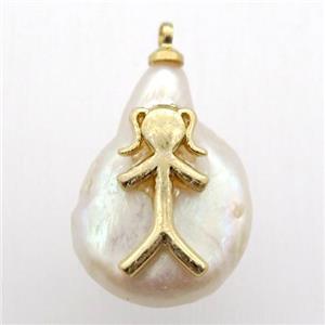 Natural Pearl pendant, approx 10-18mm