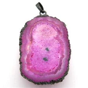 hotpink solar quartz Druzy pendant, freeform, Antique red, approx 30-45mm