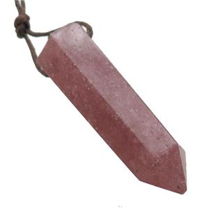 Strawberry Quartz bullet pendant, approx 13-55mm