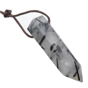 black Rutilated Quartz bullet pendant, approx 13-55mm