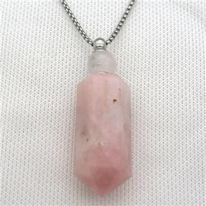 Rose Quartz perfume bottle Necklace, approx 16-60mm