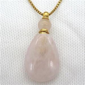 Rose Quartz perfume bottle Necklace, approx 25-50mm