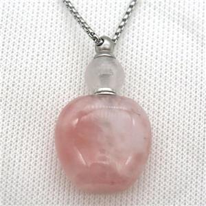 Rose Quartz perfume bottle Necklace, approx 28-40mm