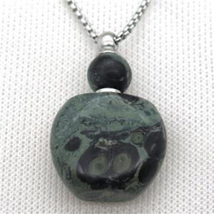 green Kambaba Jasper perfume bottle Necklace, approx 28-40mm