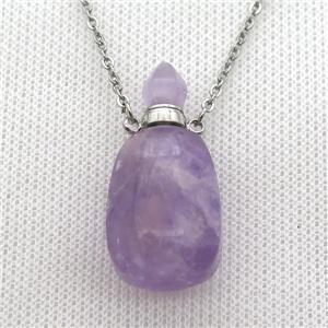 purple Amethyst perfume bottle Necklace, approx 30-40mm